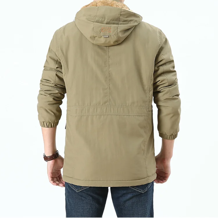 Berglen - Wintermantel Männer mit Kapuze und Kunstfell, Warm gefütterte Jacke