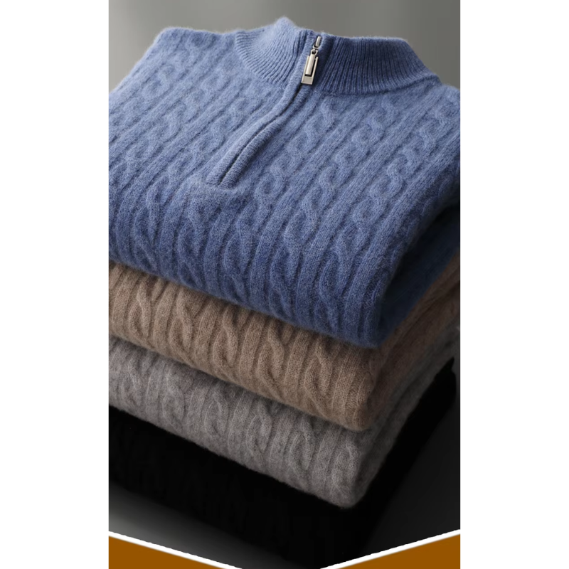 Ziptran - Hochwertiger Strickpullover mit Reißverschluss Herren – Ideal für Wintertage