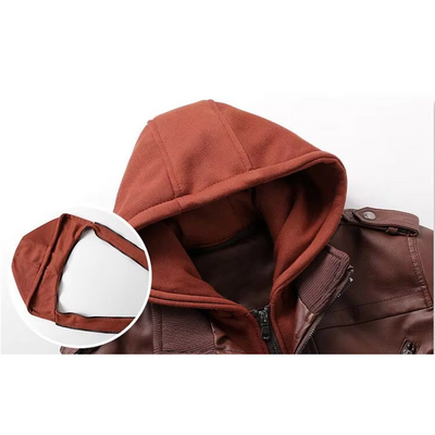 Manfrot - Lederjacke Herren mit Kapuze, Gepolsterte Winterjacke