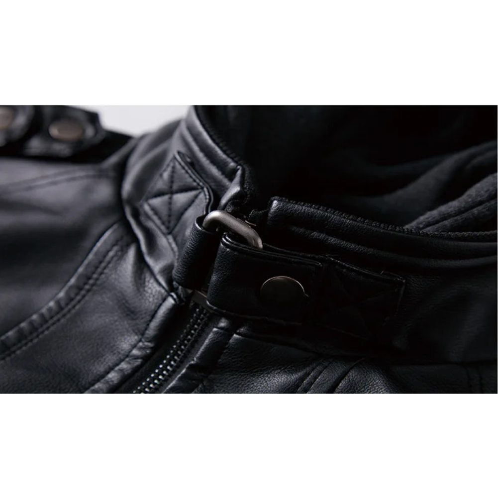 Pruxden - Lederjacke Herren mit Fleece-Futter, Warme Winterjacke mit Taschen