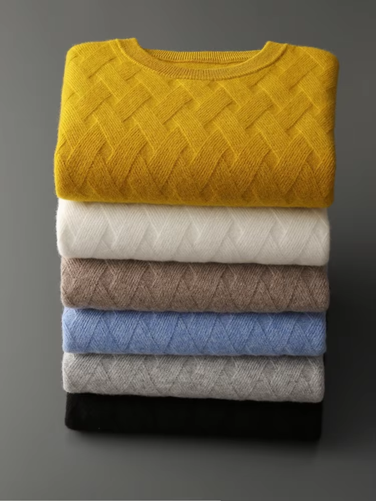 Pulwoll - Wollpullover Herren – Klassischer Strickpullover mit V-Ausschnitt