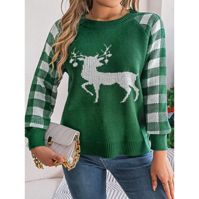Gestrik - Weihnachtspullover mit Rentier-Motiv, Herren Strickpullover