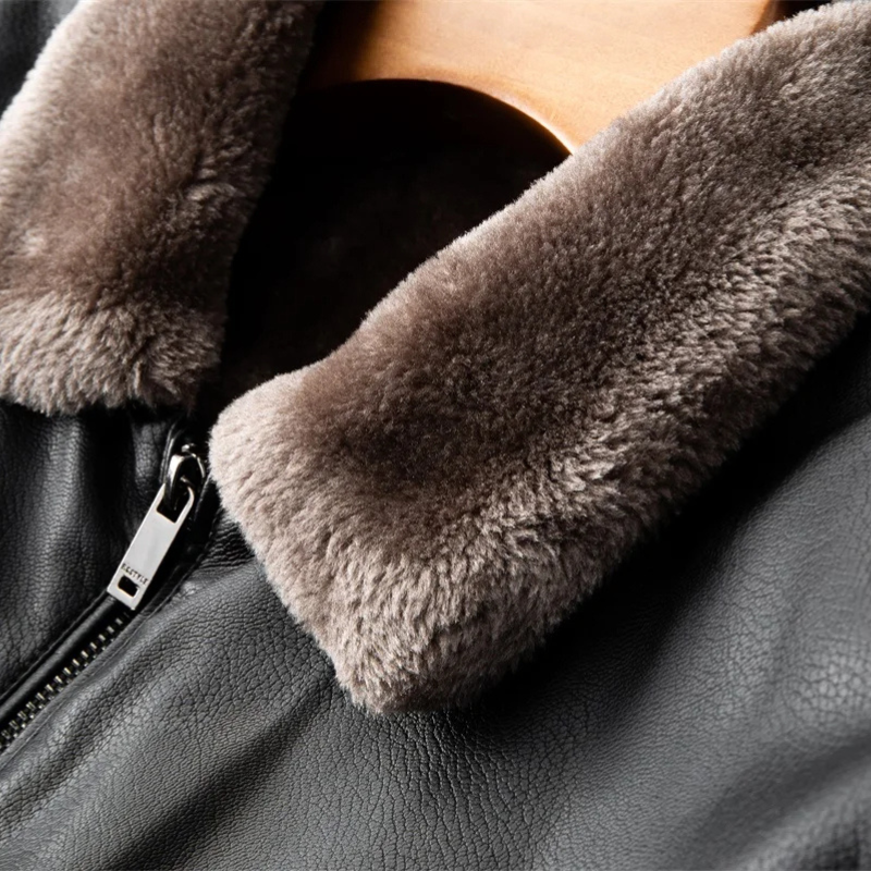 Valgrim - Lederjacke Herren, Stilvolle Jacke mit Kapuze und Reißverschlusstaschen