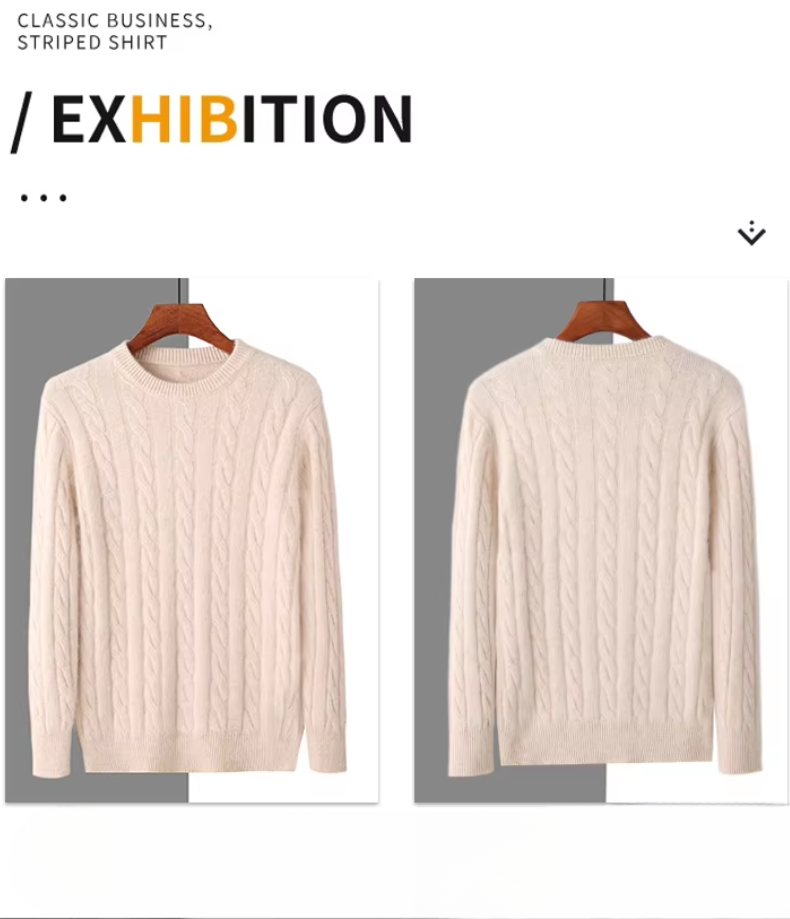 Wollfit - Wollpullover Herren – Weicher Zopfstrick-Pullover für kalte Tage