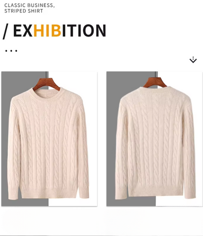 Wollfit - Wollpullover Herren – Weicher Zopfstrick-Pullover für kalte Tage