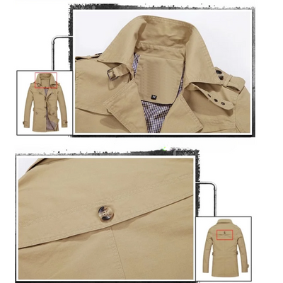 Herrlux - Langer Mantel Herren Winterjacke Gefüttert Mit Abnehmbarer Innenweste