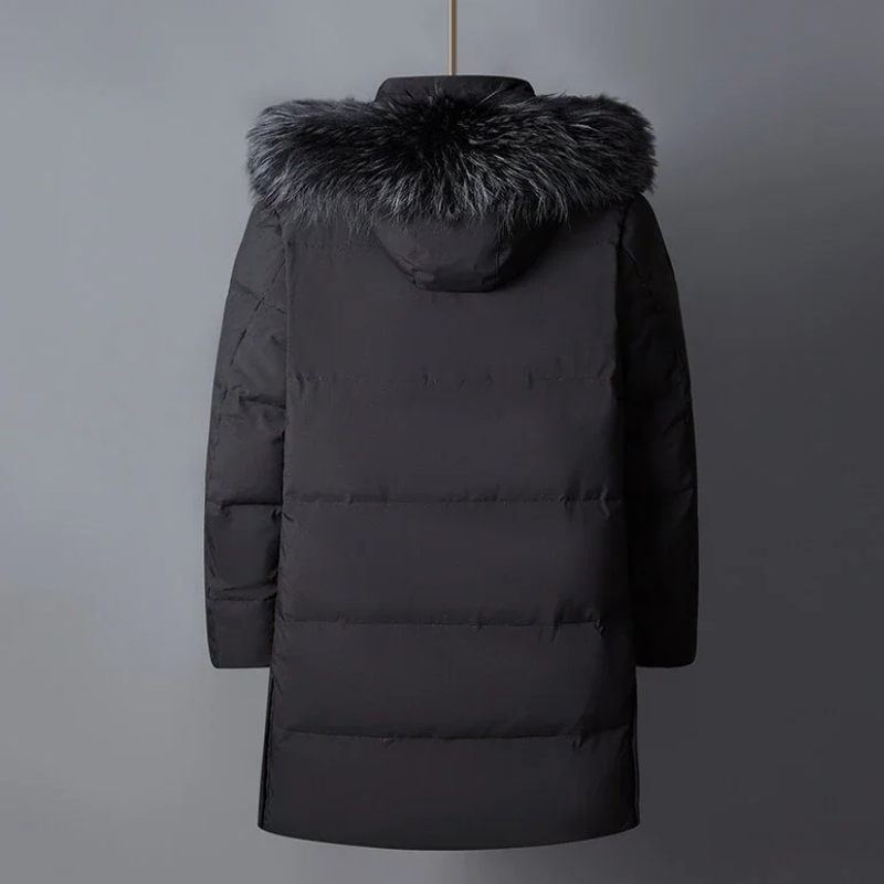 Herrtep - Pufferjacke Herren mit abnehmbarem Kunstfellkragen und Reißverschlusstaschen