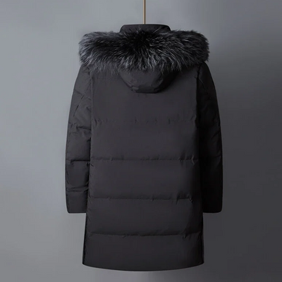 Herrtep - Pufferjacke Herren mit abnehmbarem Kunstfellkragen und Reißverschlusstaschen