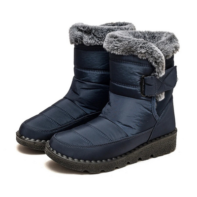 Crysona - Damen Winterstiefel mit Fellkragen und rutschfester Keilsohle