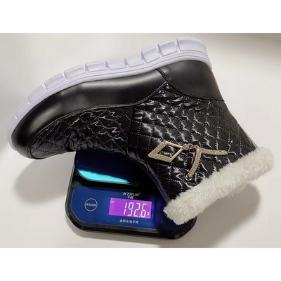 Glizina - Damen Winterstiefel mit Steppmuster, Fellkragen und Reißverschluss