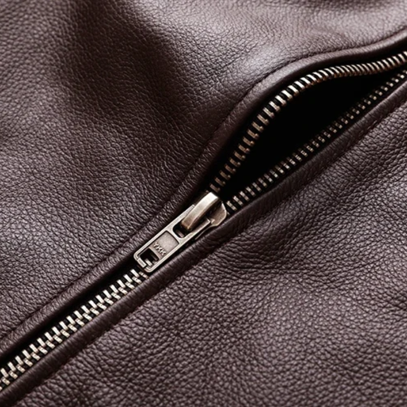 Ventorg - Lederjacke Herren, Gepolsterte Jacke mit Reißverschluss und Druckknöpfen