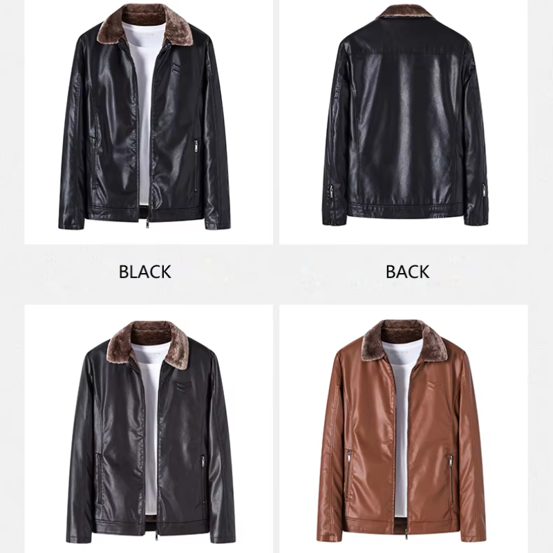 Trenlon - Lederjacke Herren mit abnehmbarer Kapuze, Bikerjacke aus Echtleder