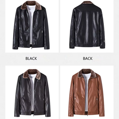 Trenlon - Lederjacke Herren mit abnehmbarer Kapuze, Bikerjacke aus Echtleder