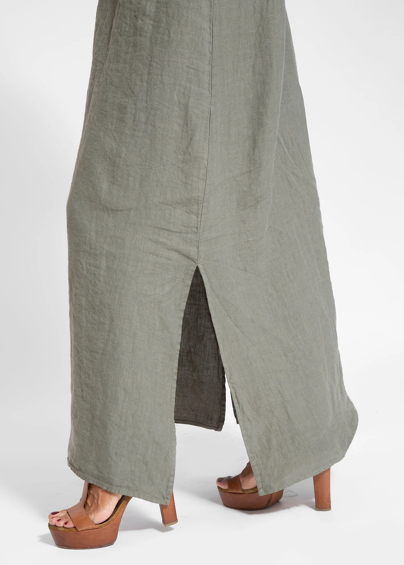 Langes ärmelloses Abendkleid aus Baumwolle-Leinen-Mix - Julia