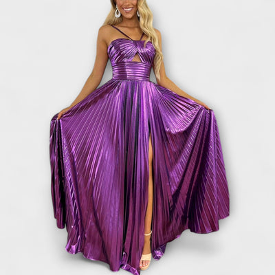 Maxikleid mit Metallic-Stoff