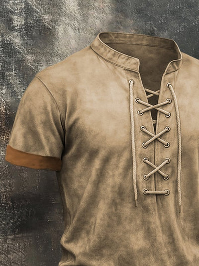 Herren T-Hemd Mit Verwaschenem Gebrauchter Look Und Kordelzug