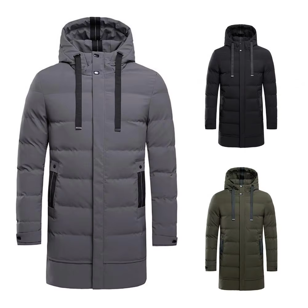 Mantrox - Langer Wintermantel Herren Winddicht Wasserdicht Winterjacke Mit Kapuze