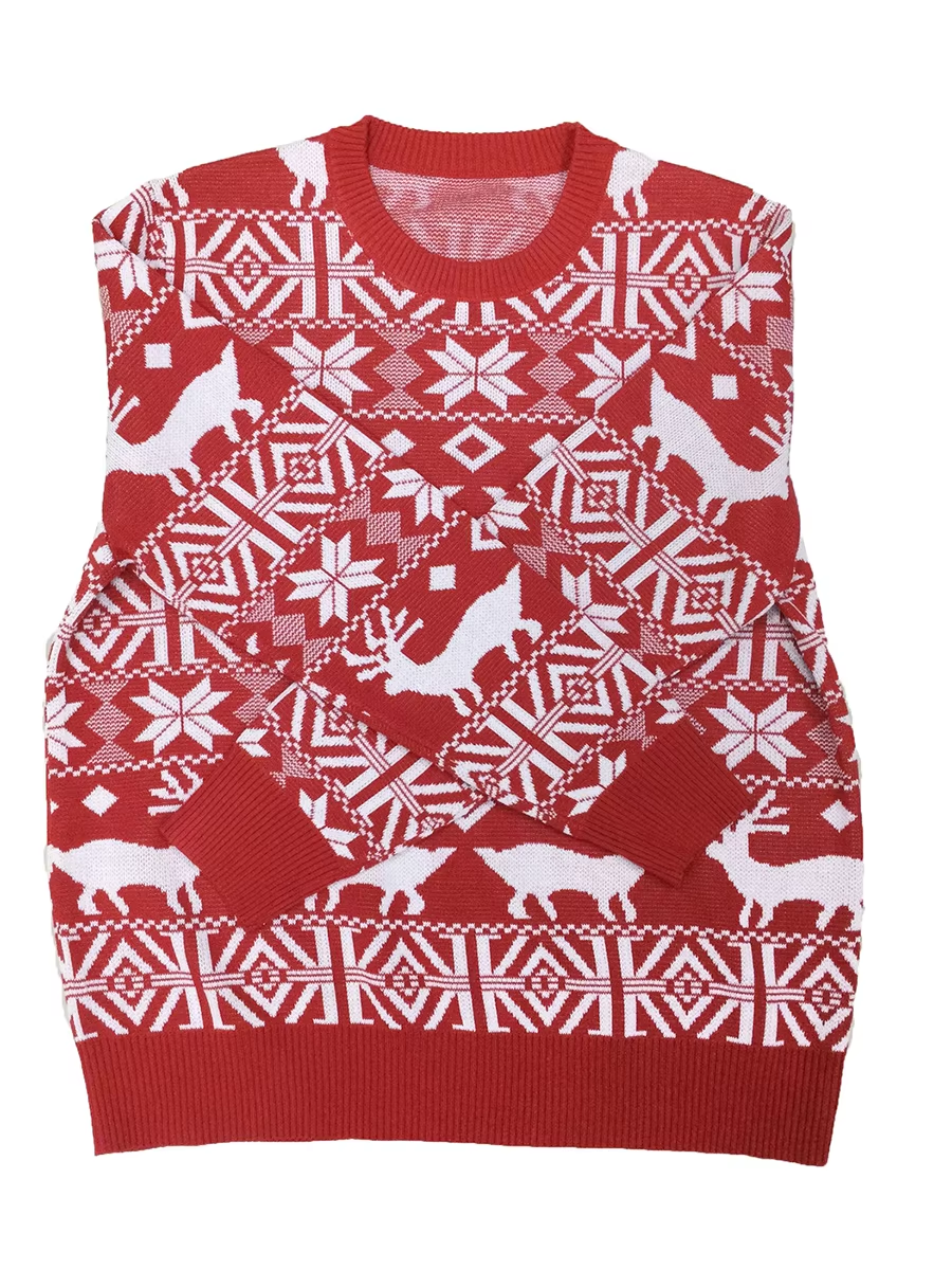 Lametta - Weihnachtspullover mit Schneeflocken-Muster, Damen Strickpullover