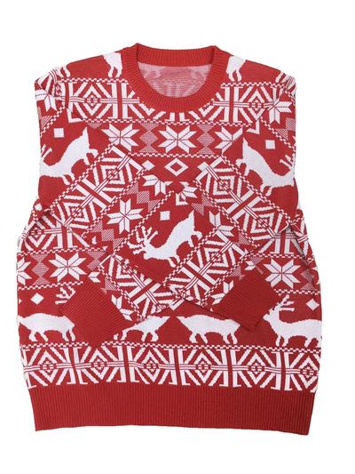 Lametta - Weihnachtspullover mit Schneeflocken-Muster, Damen Strickpullover