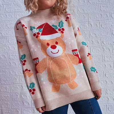 Kuschel - Weihnachtspullover – Bequem, Strick, Mit Weihnachtlichem Motiv