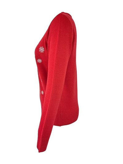 Feierku - Weihnachtspullover mit Rentier- und Tannenbaum-Muster, Damen Strickpullover