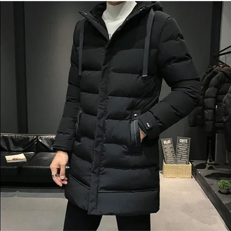 Warmtex - Langer Wintermantel Herren Winddicht Wasserdicht Mit Kapuze Gefüttert