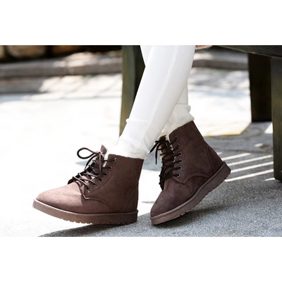 Flezvia - Damen Winterstiefel mit Schnürung und flauschigem Innenfutter