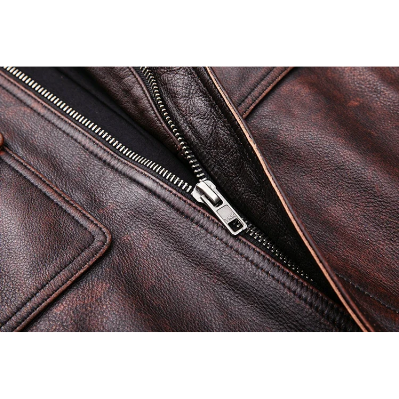 Zeltrov - Lederjacke Herren, Stilvolle Jacke aus Echtleder mit Stehkragen