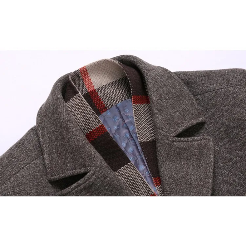 Mantmar - Langer Mantel Herren Wollmantel Winddicht Gefüttert Mit Stehkragen