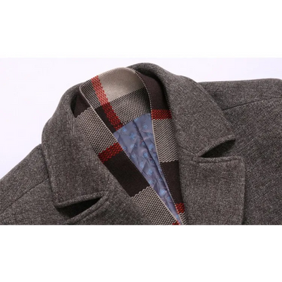 Mantmar - Langer Mantel Herren Wollmantel Winddicht Gefüttert Mit Stehkragen