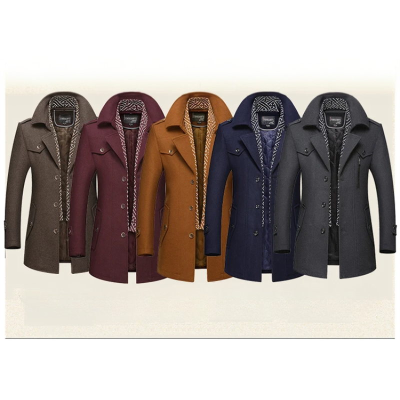 Stilwin - Langer Mantel Herren Klassischer Trenchcoat Mit Gürtel und Revers