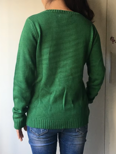 Kuschel - Weihnachtspullover mit Schneemann und Rentierschlitten, Kinder Strickpullover