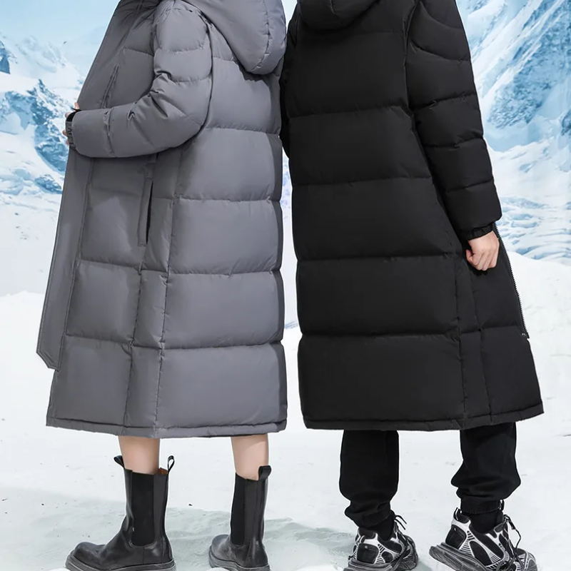 Soltwin - Langer Wintermantel Herren Warm Gefüttert Mit Kapuze Winddicht