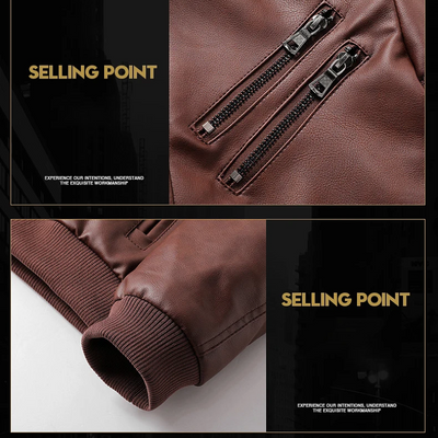 Bronvek - Lederjacke Herren mit Reißverschluss, Klassische Jacke aus Echtleder
