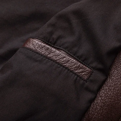 Ventorg - Lederjacke Herren, Gepolsterte Jacke mit Reißverschluss und Druckknöpfen