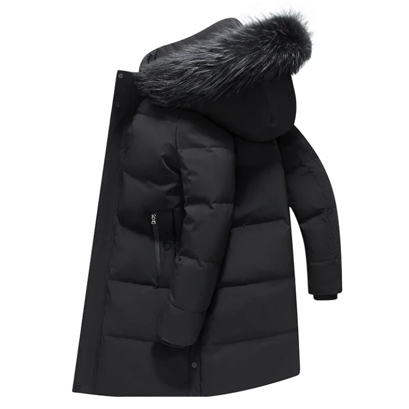 Herrtep - Pufferjacke Herren mit abnehmbarem Kunstfellkragen und Reißverschlusstaschen