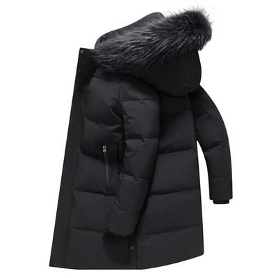 Herrtep - Pufferjacke Herren mit abnehmbarem Kunstfellkragen und Reißverschlusstaschen