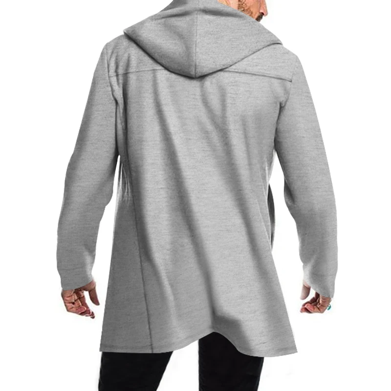 Edelman - Mantel Jacke Herren – Langer Hoodie-Mantel mit Doppelreiher-Knöpfen