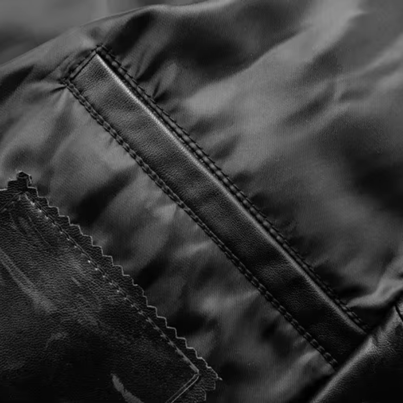 Bravden - Lederjacke Herren mit Stehkragen, Warm gefütterte Winterjacke