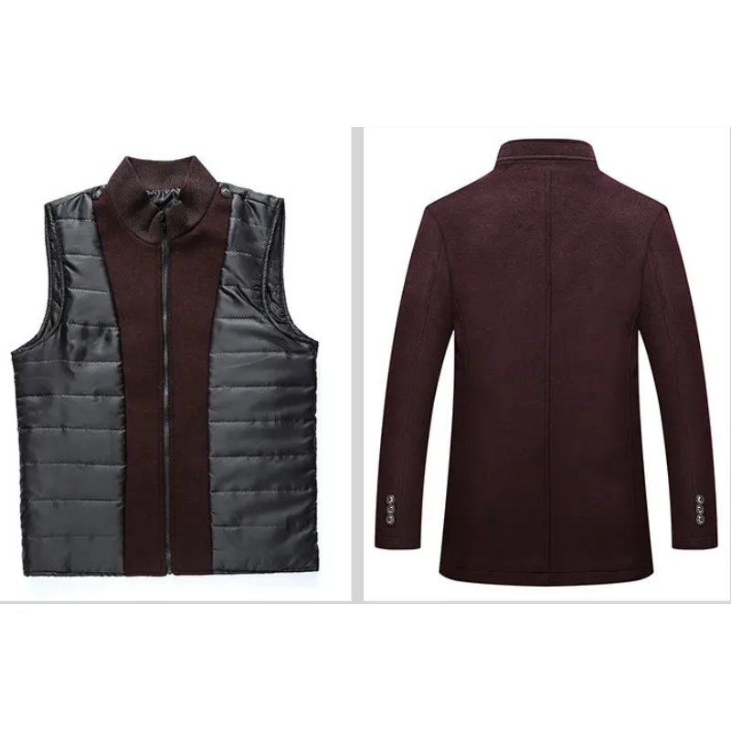 Edeljak - Langer Mantel Herren Stehkragen Stilvoll Gefüttert Übergangsjacke