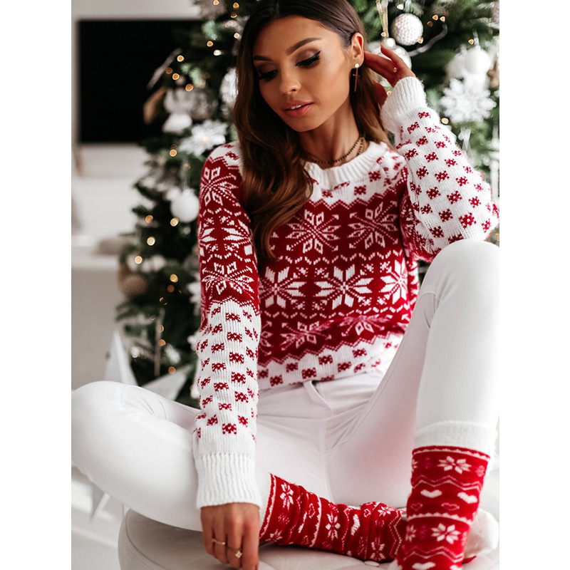 Kuschel - Weihnachtspullover mit Santa Claus-Motiv, Damen Strickpullover