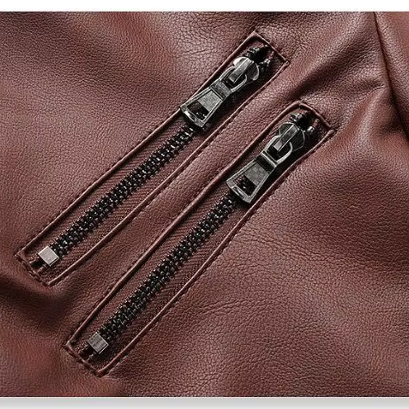 Greztor - Lederjacke Herren mit Kapuze, Leichte Jacke mit Reißverschluss