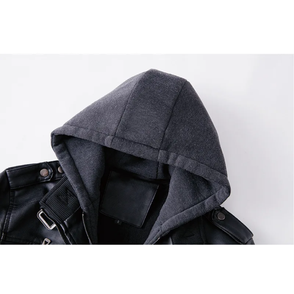 Pruxden - Lederjacke Herren mit Fleece-Futter, Warme Winterjacke mit Taschen