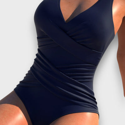 Astrid – Farbintensiver Badeanzug mit überkreuztem Vorderteil