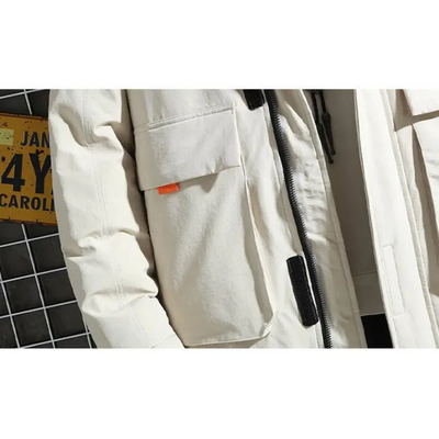 Starkon - Langer Wintermantel Herren Daunenmantel Dick Gefüttert Mit Kapuze