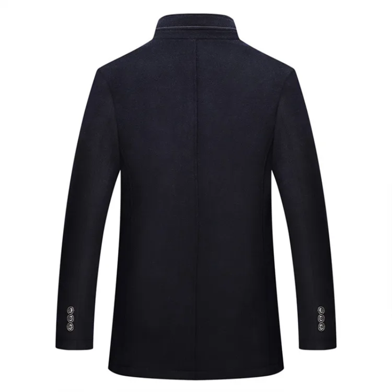 Wintern - Langer Mantel Herren Klassischer Wollmantel Mit Revers und Knöpfen