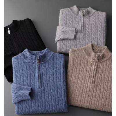 Ziptran - Hochwertiger Strickpullover mit Reißverschluss Herren – Ideal für Wintertage