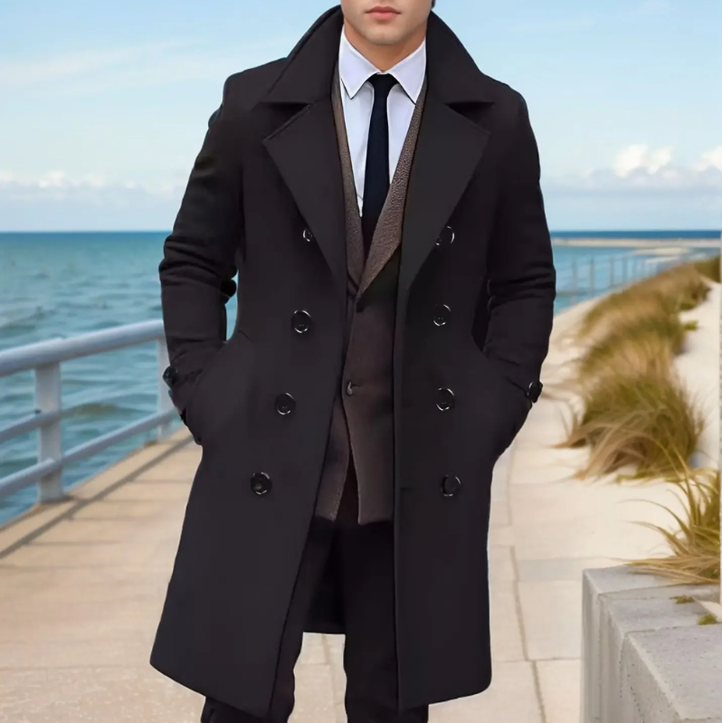 Nordmyn - Elegante Mantel Jacke Herren – Langer Winter Trenchcoat mit Revers
