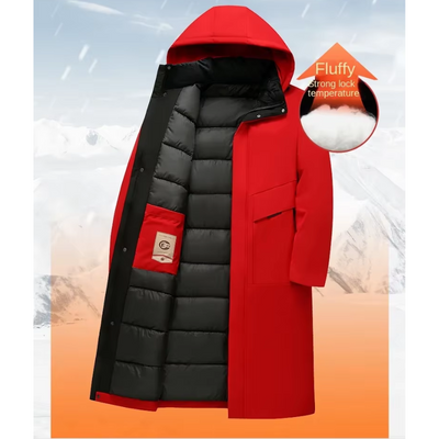 Grauwel - Langer Wintermantel Herren Winterjacke Dick Gefüttert Mit Kapuze