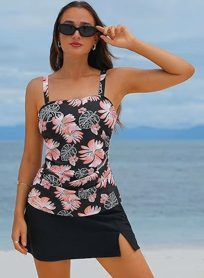 Kate | Damen Vintage Bauchkontroll-Zweiteiler Tankini Badeanzug